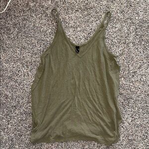 Windsor Olive Ribbed V-Neck Tank